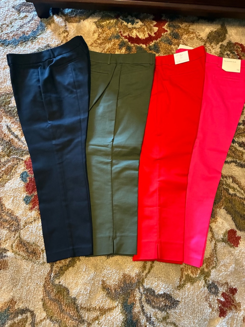 LOFT Cropped Straight Pants Set in Black, Olive, Red, and Hot Pink